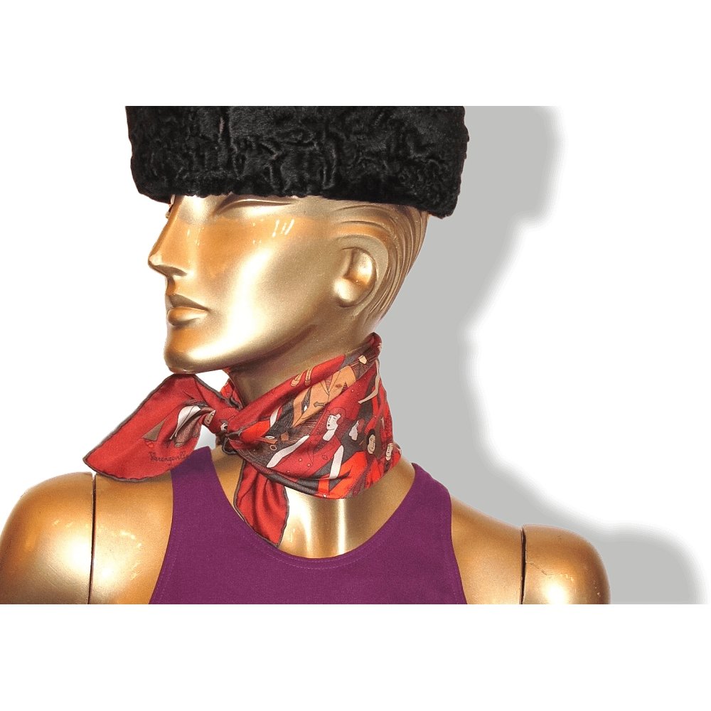 Hermes Brique Red Bronze Orange Les Sportives Silk Pocket Scarf Gavroche 42cm, NIB! - poupishop