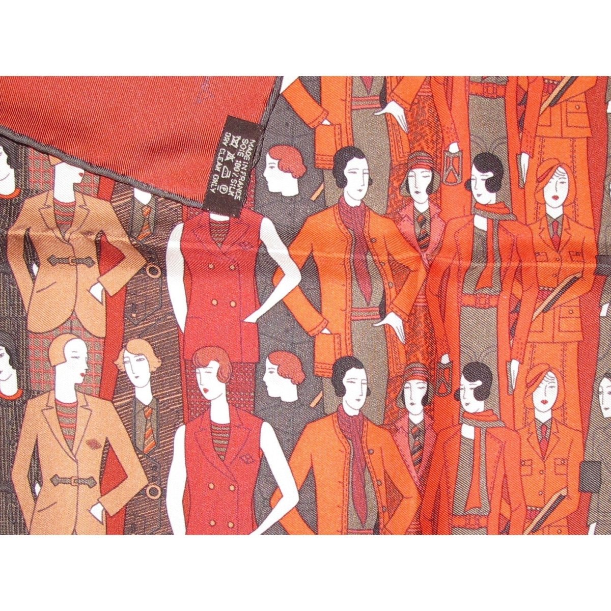 Hermes Brique Red Bronze Orange Les Sportives Silk Pocket Scarf Gavroche 42cm, NIB! - poupishop