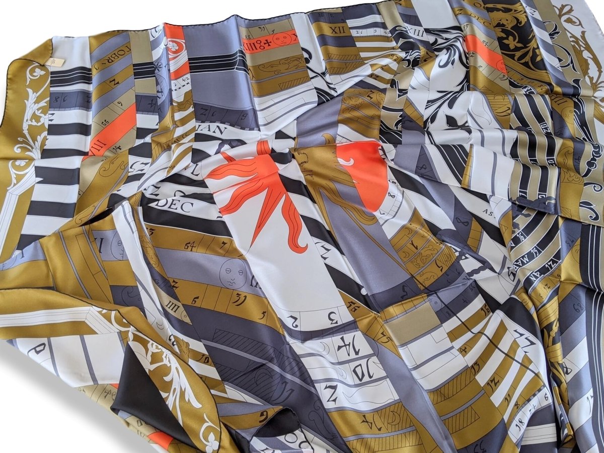 Hermes Bronze/Gris Fer/Orange ASTROLOGIE NOUVELLE Twill Light 140, BNWTIB (Invoice)! - poupishop
