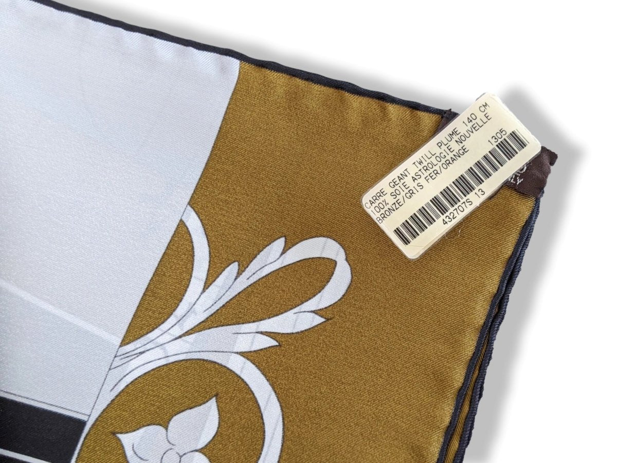 Hermes Bronze/Gris Fer/Orange ASTROLOGIE NOUVELLE Twill Light 140, BNWTIB (Invoice)! - poupishop