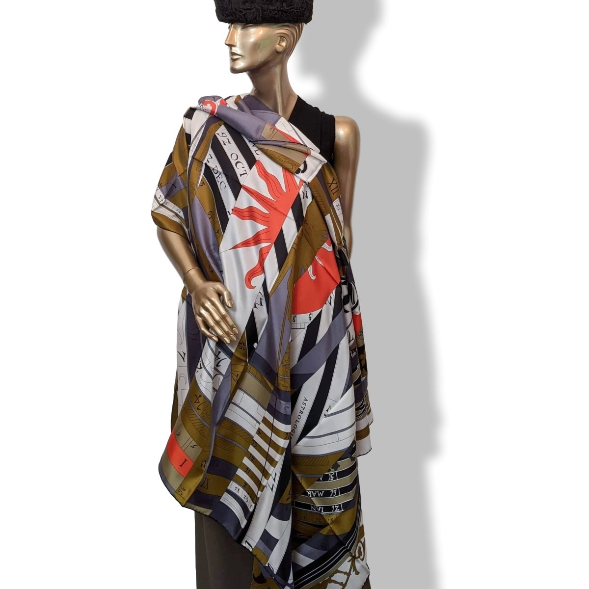 Hermes Bronze/Gris Fer/Orange ASTROLOGIE NOUVELLE Twill Light 140, BNWTIB (Invoice)! - poupishop