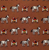 Hermes Brown Dark Grey red 5474 HORSE JOCKEY Twill Silk Tie 9CM, NWT in Pochette! - poupishop