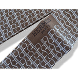 Hermes Brown Silver LA CRAVATE FOULARD Stirrup Tie Scarf 140 cm Length, NWTIB! - poupishop