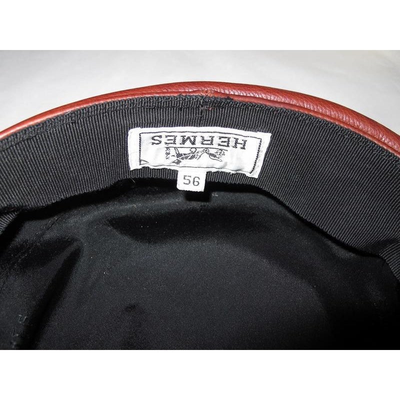 Hermes Brown Veau Leather Frida Cap Hat Sz56, New! - poupishop