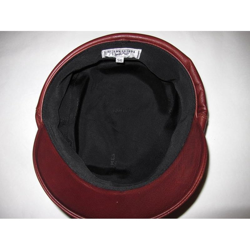 Hermes Brown Veau Leather Frida Cap Hat Sz56, New! - poupishop