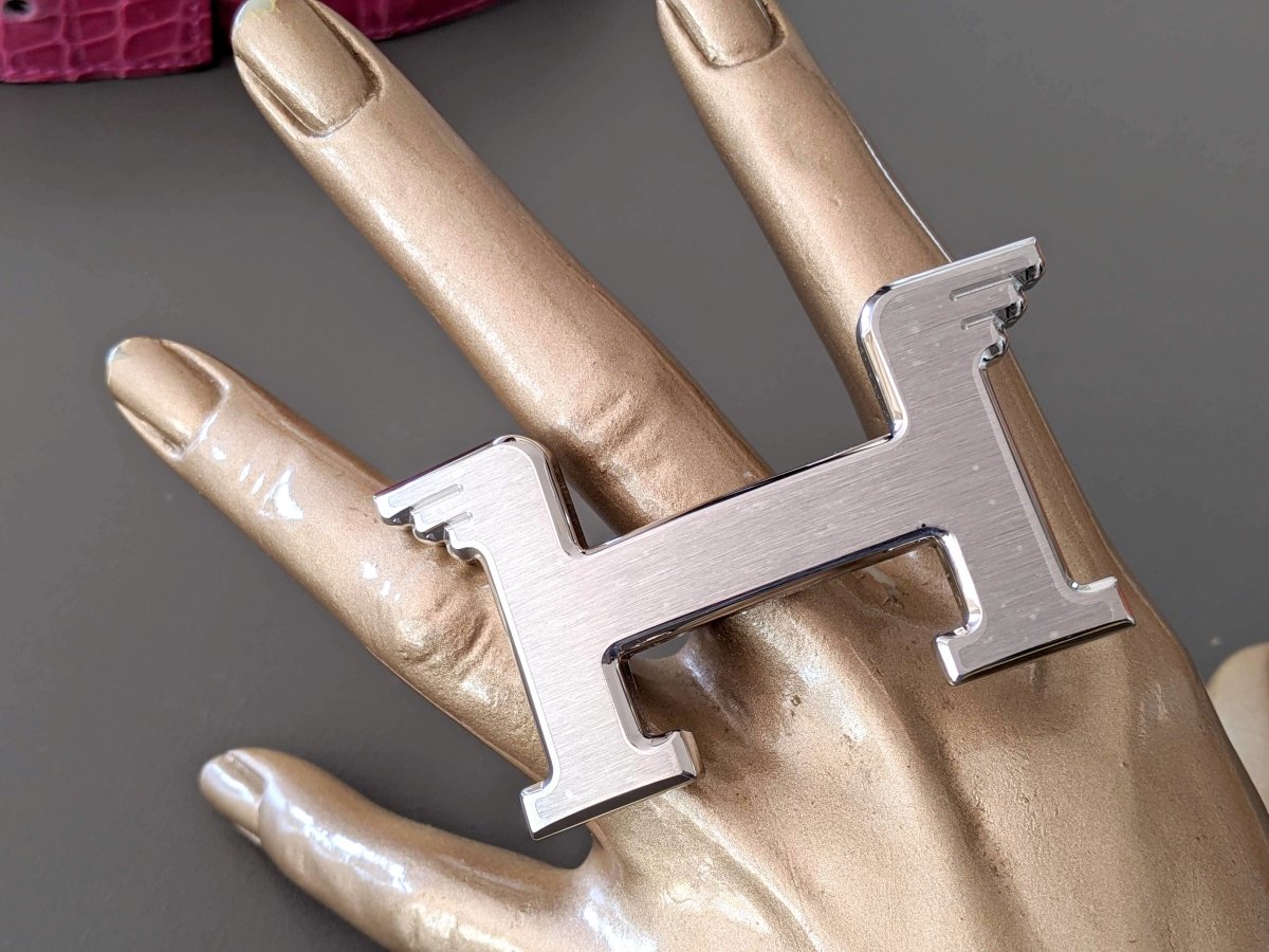 Hermes Brushed Silver Ag H PEGASE Buckle 32mm, New in white box! - poupishop