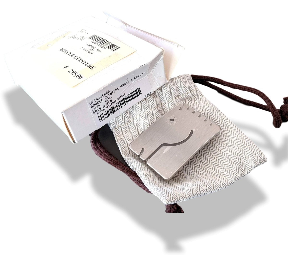 Hermes Brushed Silver Horse Head HOMME A CHEVAL Buckle 32mm Rare, New in white box! - poupishop