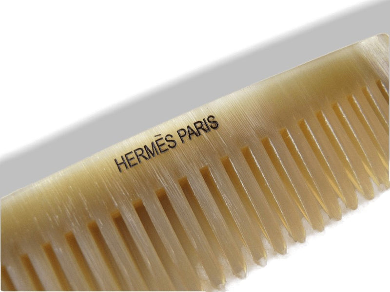 Hermes Buffalo Horn Comb in Green Chevre Suede Case, New! - poupishop