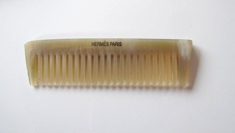 Hermes Buffalo Horn Comb in Green Chevre Suede Case, New! - poupishop