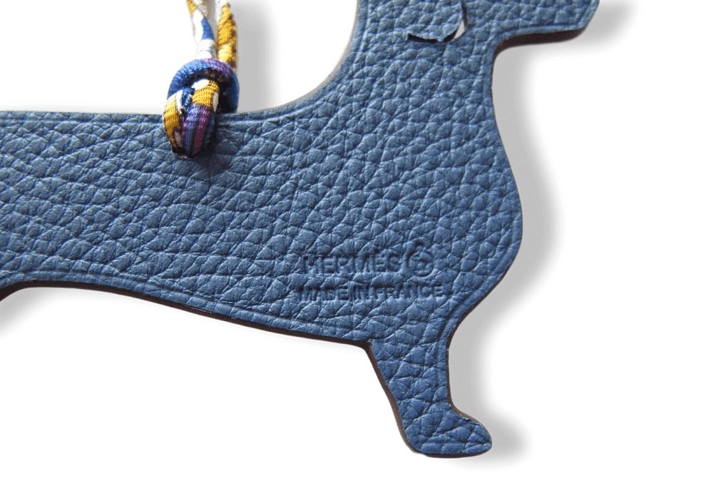 HERMES Burgundy Blue Dog BASSET Basset Hound PETIT H Bag Charm, NIB! - poupishop