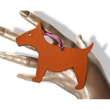 Hermes Burgundy Orange Dog Fox Terrier Petit H Bag Charm GM, NIB! - poupishop