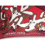 Hermes Burgundy Red Noel au 24 Faubourg Pleated Plisse Twill 90cm, NIB! - poupishop