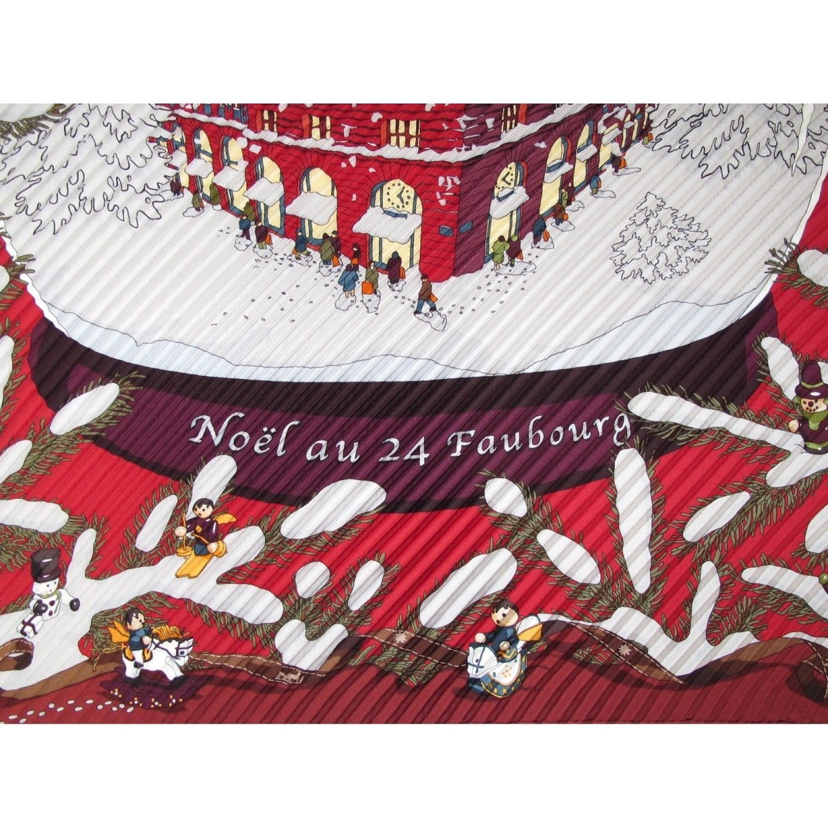 Hermes Burgundy Red Noel au 24 Faubourg Pleated Plisse Twill 90cm, NIB! - poupishop