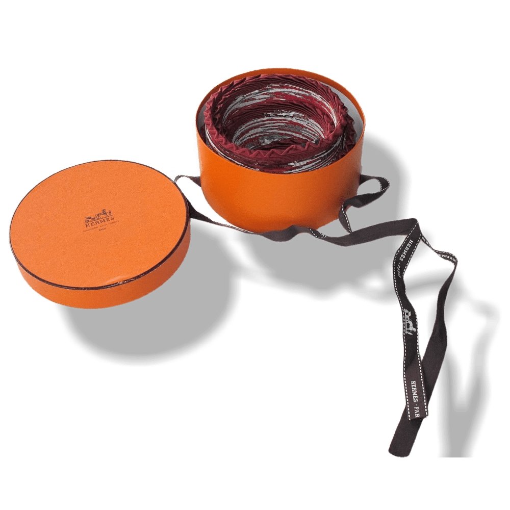 Hermes Burgundy Red Noel au 24 Faubourg Pleated Plisse Twill 90cm, NIB! - poupishop