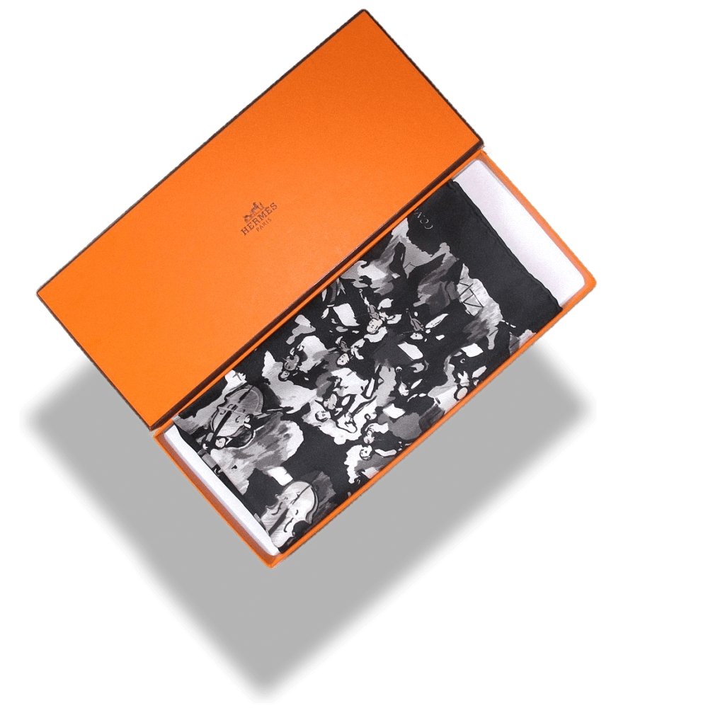 Hermes Concerto by JL Clerc Blanc Matte Overlay Twill Gavroche