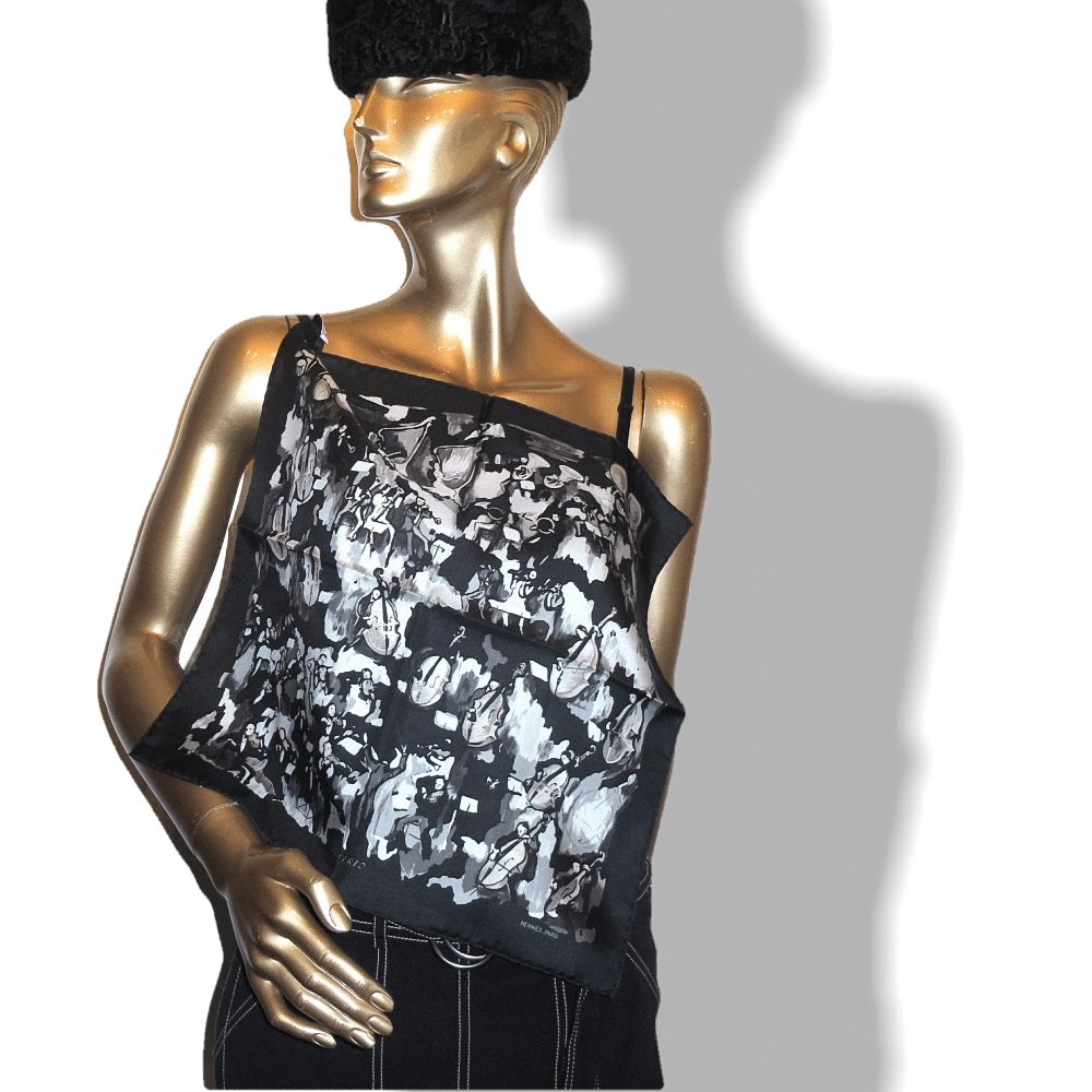 Hermes Concerto by JL Clerc Blanc Matte Overlay Twill Gavroche