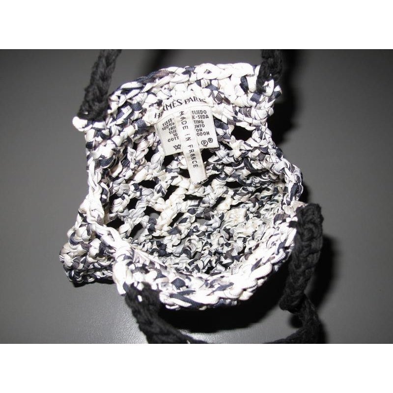 Hermes B/W Crocheted Silk Handbag 16cm TPM, New!