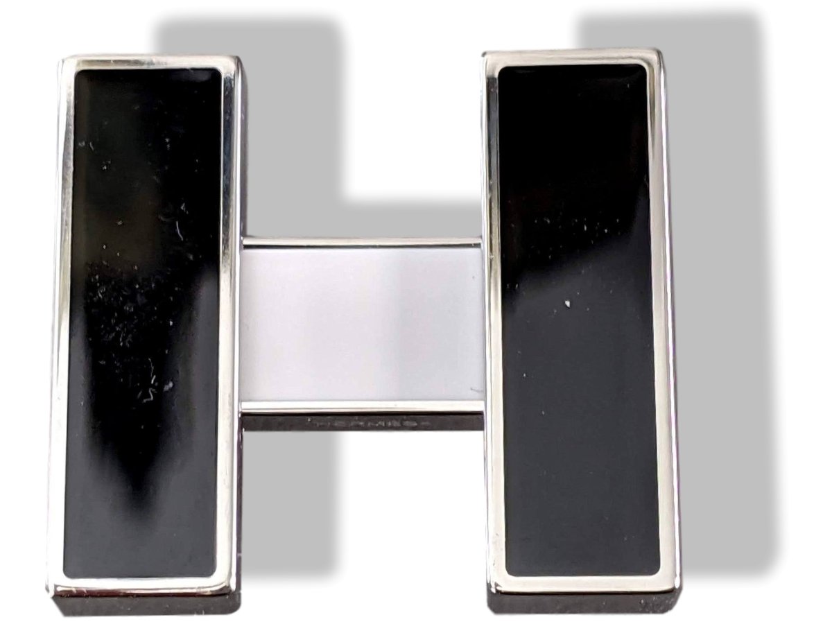 Hermes B/W Enamel RAINBOW H Buckle PM 24 mm, New!