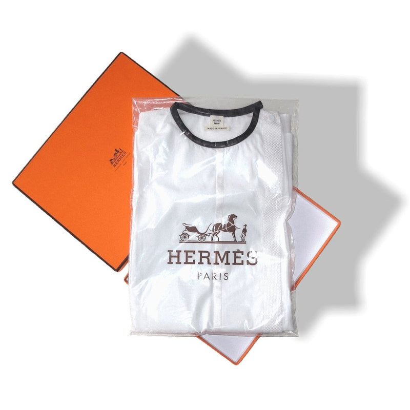 Hermes Embellished Couture Linen Shirt with Lambskin Collar