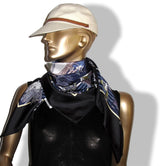 Hermes [C09] Noir/Marine PANI LA SHAR PAWNEE by Kermit Oliver DOUBLE FACE Twill Scarf 90cm, BNWTIB! - poupishop