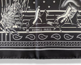 Hermes [C09] Noir/Marine PANI LA SHAR PAWNEE by Kermit Oliver DOUBLE FACE Twill Scarf 90cm, BNWTIB! - poupishop