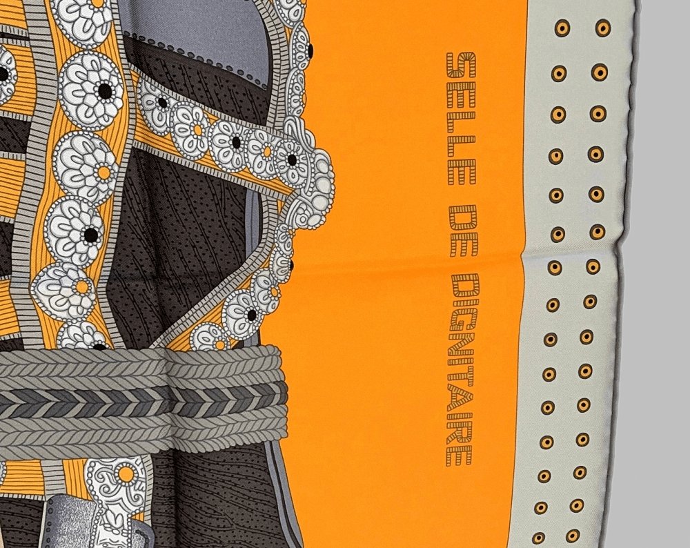 Hermes [C10] 2018 Orange Grey Honey SELLE DE DIGNITAIRE by Wlodek Kaminski Twill 90cm, NW! - poupishop