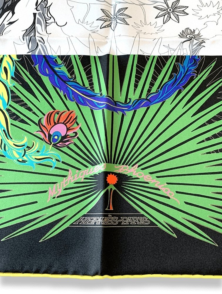 Hermes [C12] 2011 Black Green Red MYTHIQUES PHOENIX COLORIAGE by Toutsy Twill 90cm, NWT! - poupishop