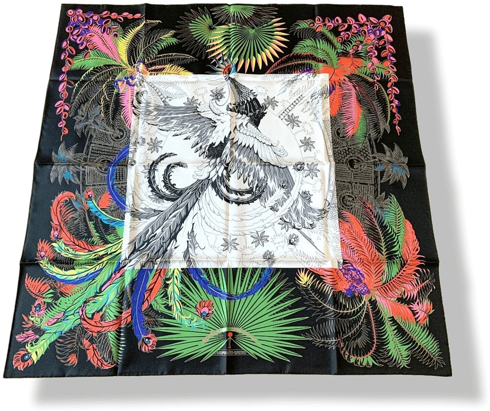 Hermes [C12] 2011 Black Green Red MYTHIQUES PHOENIX COLORIAGE by Toutsy Twill 90cm, NWT! - poupishop