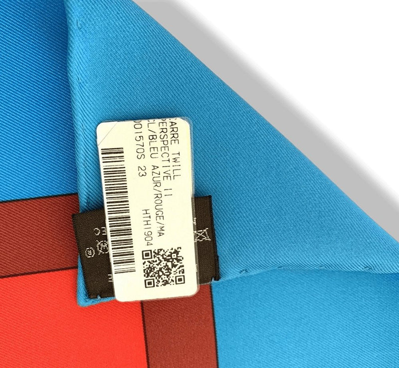 Hermes [C17] 2019 Azur Blue Red PERSPECTIVE II by AM Cassandre Twill 90cm, NWT! - poupishop