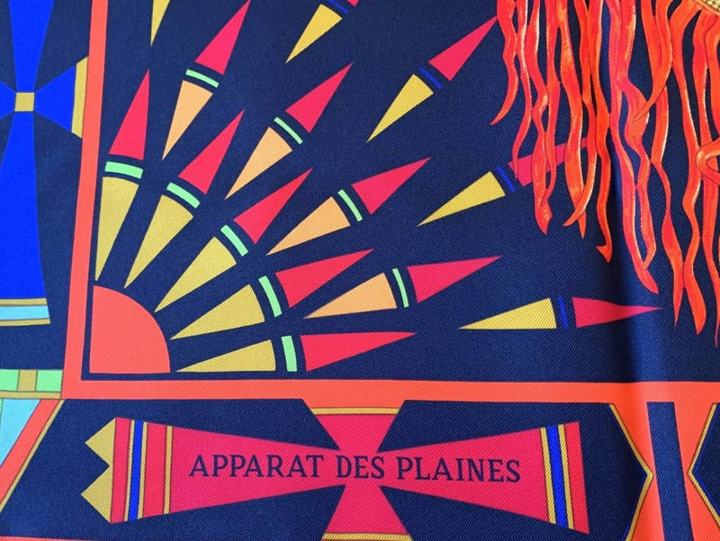 Hermes [C18] 2015 Black Red Blue APPARAT DES PLAINES by Antoine Tzapoff Twill 90cm, NWTIB! - poupishop