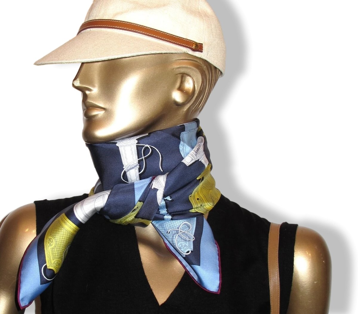 Hermes [C2] 2016 Marine/Jaune/Bleu Ciel MERVEILLEUSES LANTERNES by Pierre Marie Twill Silk Carre 90cm cm, BNWTIB! - poupishop