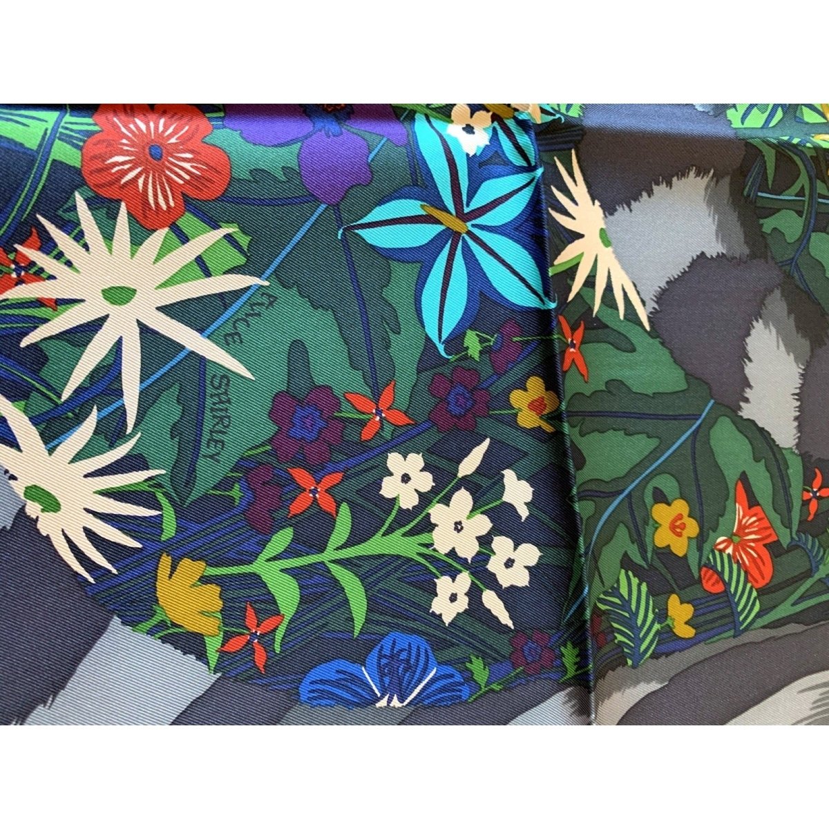 Hermes [C23] 2015 Carbone Grey Turquoise TYGER TYGER by Alice Shirley Twill 90cm, NWTIB! - poupishop