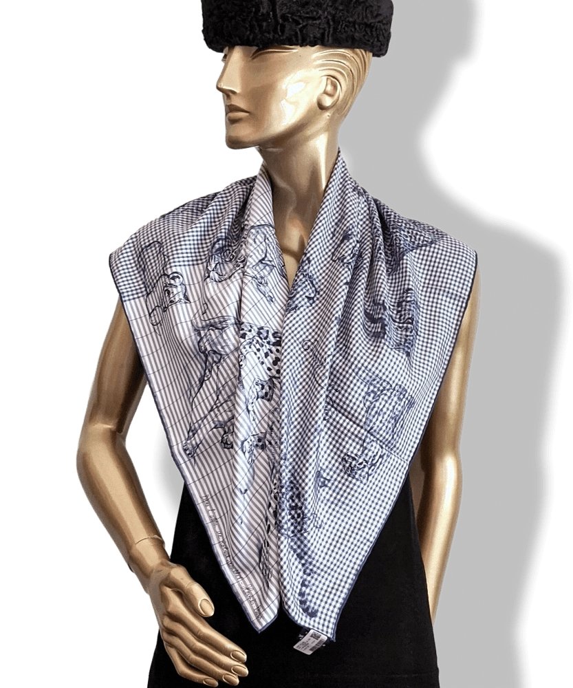 Hermes [C24] 2018 Navy/White DANS L'ATELIER DE ROBERT DALLET FINESSE EYELINER Twill 90cm CARRE, BNWTIB! - poupishop