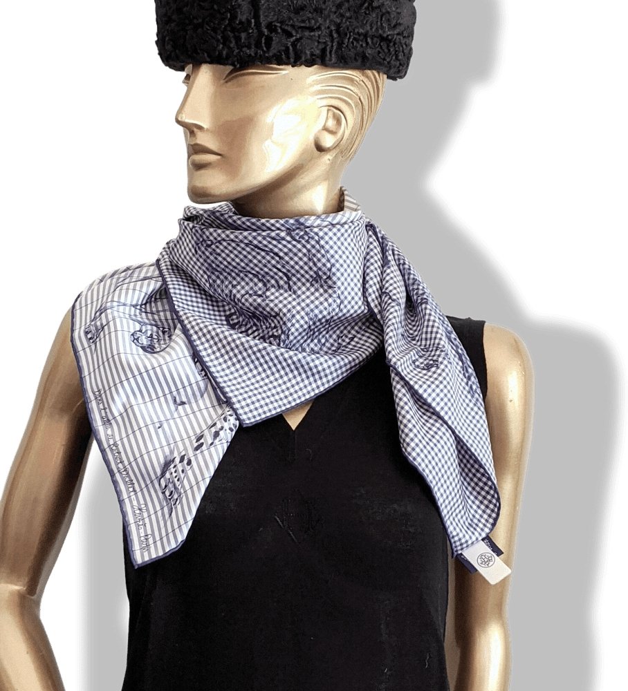 Hermes [C24] 2018 Navy/White DANS L'ATELIER DE ROBERT DALLET FINESSE EYELINER Twill 90cm CARRE, BNWTIB! - poupishop