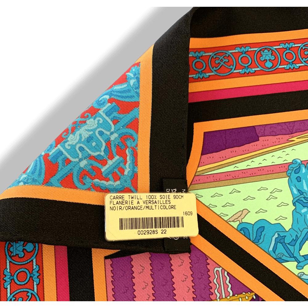 Hermes [C27] 2016 Black Orange Multi FLANERIE A VERSAILLES by Pierre Marie Twill 90cm, NWTIB! - poupishop