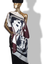 Hermes [C29] Navy/White/Burgundy BRIDES DE GALA QUADRI TATTOO Jacquard Twill SIlk 90cm, BNWT! - poupishop