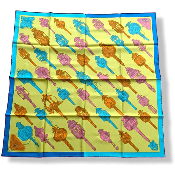 Hermes [C30] 2016 Yellow Turquoise Pink MERVEILLEUSES LANTERNES by Pierre Marie Twill Silk Carre 90cm cm, BNWTIB! - poupishop