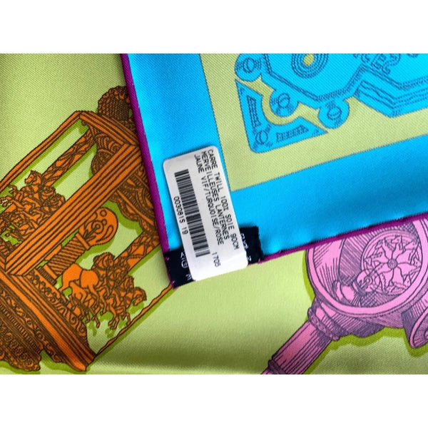 Hermes [C30] 2016 Yellow Turquoise Pink MERVEILLEUSES LANTERNES by Pierre Marie Twill Silk Carre 90cm cm, BNWTIB! - poupishop