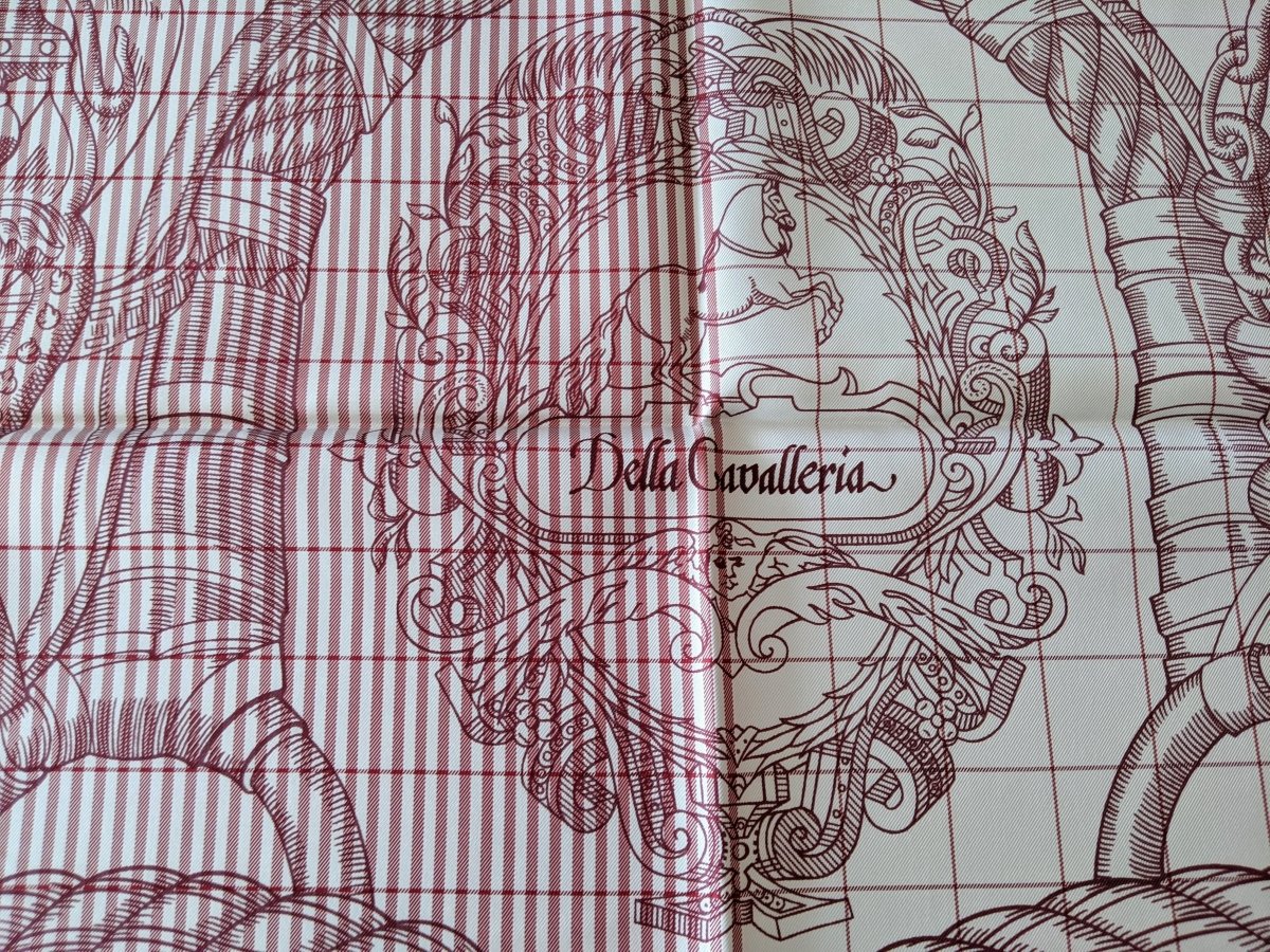 Hermes [C33] 2019 Burgundy White DELLA CAVALLERIA FINESSE by Virginie Jamin Twill 90cm, NWTIB! - poupishop