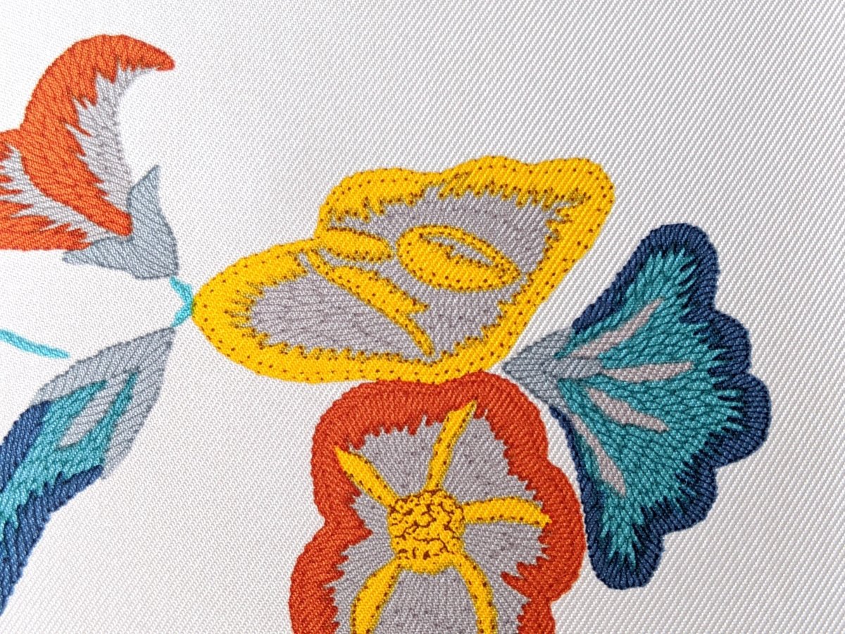 Hermes [C36] 2017 Orange White Turquoise BRIDES FLEURIES 100% Twill Silk 90cm CM, BNWTIB! - poupishop
