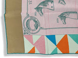 Hermes [C37] Pink/Camel/Green MANUFACTURE DE BOUCLERIES DETAIL by Gianpaolo Pagni WASH Silk Carre 90cm cm, BNWTIB! - poupishop