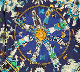 Hermes [C39] Navy Yellow Green KACHINAS by Kermit Oliver WASH Silk Carre 90cm cm, BNWTIB! - poupishop