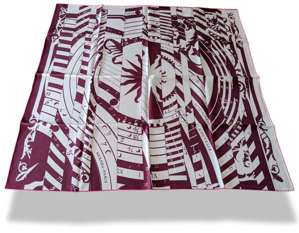 Hermes [C41] 2018 Bordeaux/Blanc Astrologie Nouvelle Tattoo Jacquard Twill 90cm, BNWTIB! - poupishop