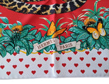 Hermes [C43] Special Issue Blanc/Rouge/Vert Coeur JUNGLE LOVE LOVE by Robert Dallet Twill 90cm, BNIB! - poupishop