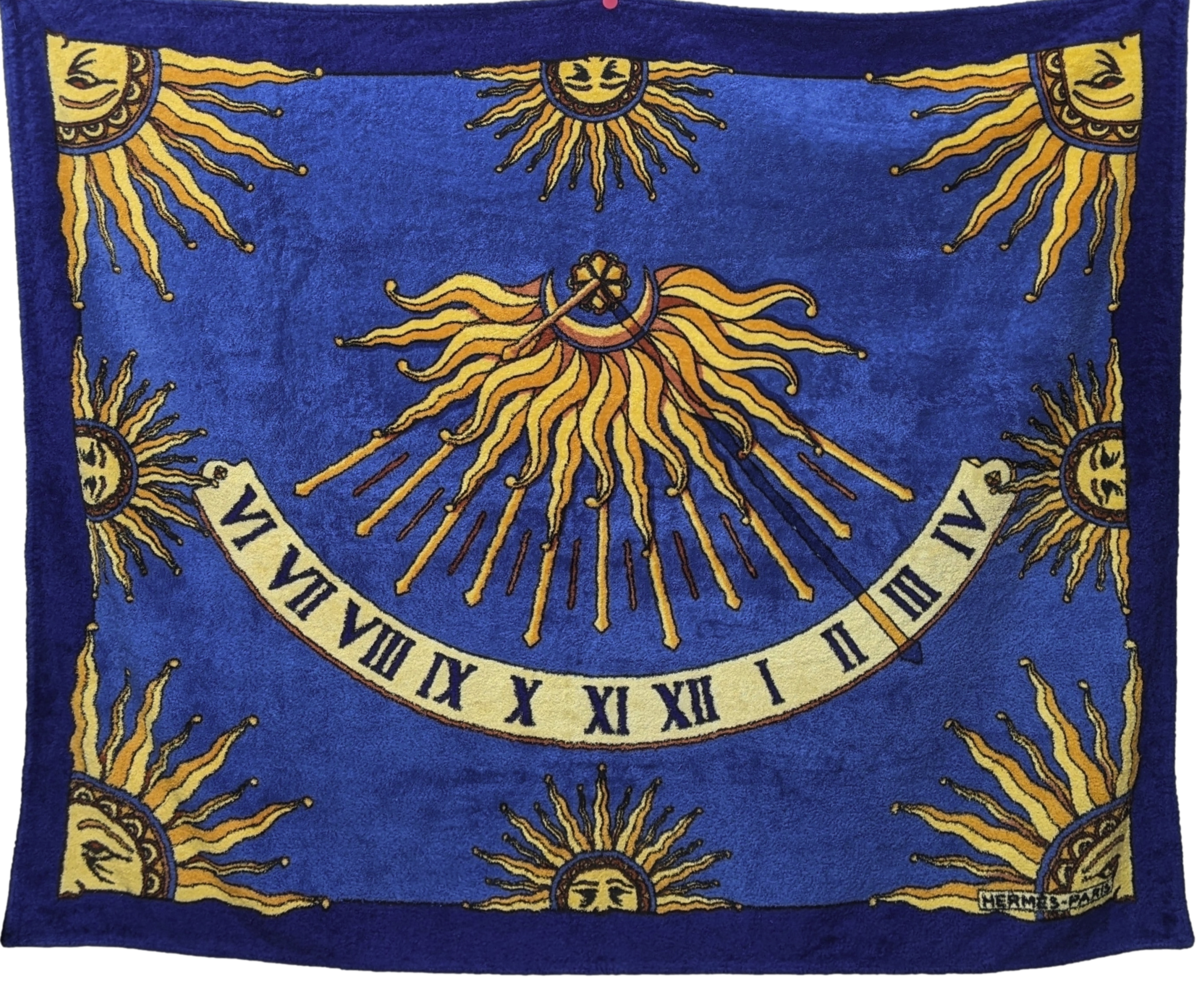 Produits Hermes Blue/Gold/Orange "Cadrans Solaires" Tapis de Plage Terry Beach Towel XXL 145 x 190 cm