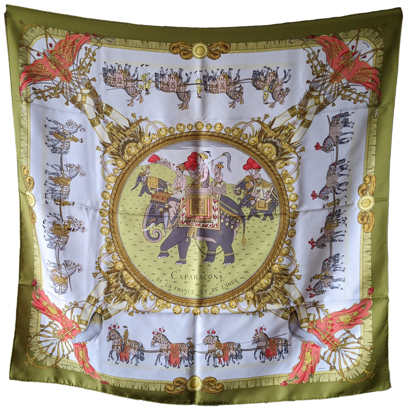 HERMES 1997 "Caparacons de la France et de l'Inde" by Ledoux Twill 90 x 90 cm