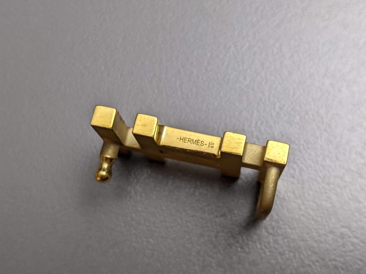 Hermes Capucine/Rouge H Plated Gold Laquered H AU CARRE Buckle 13 mm, Pochette! - poupishop