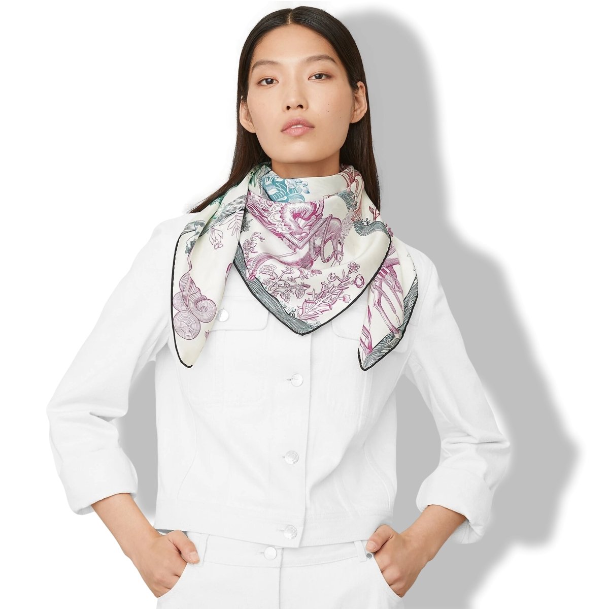 Hermes CARRE DOUBLE FACE Della Cavalleria Favolosa by Virginie Jamin Twill Scarf 90cm, BNIB! - poupishop