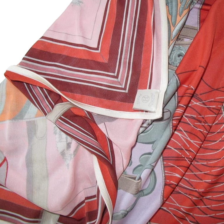 Hermes 2010 Pink Carre en Carres Jersey Fluide 90cm