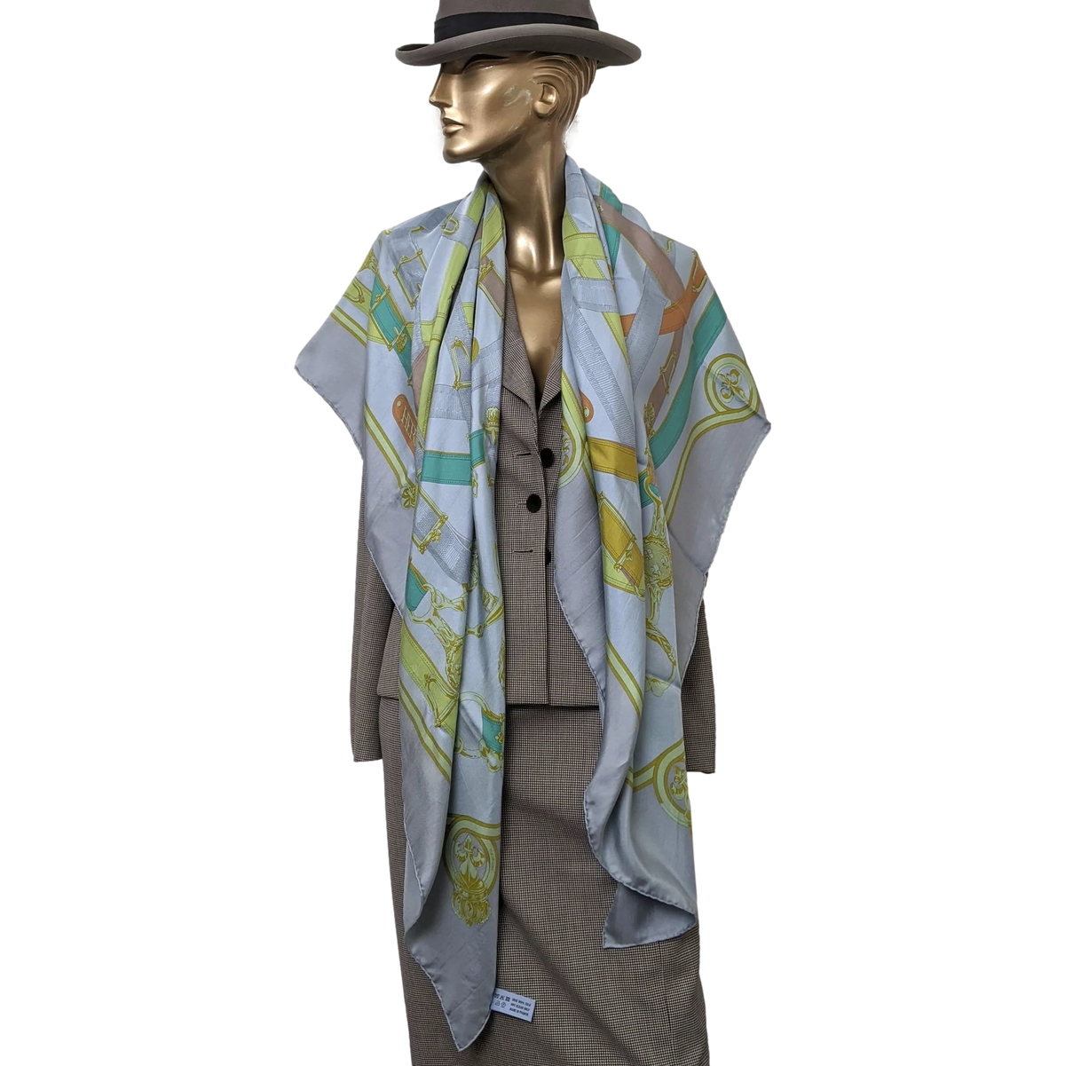 Produits Hermes 2011 Aqua/Corail/Vert "Cavalcadour" Dip Dye Silk Shawl 140